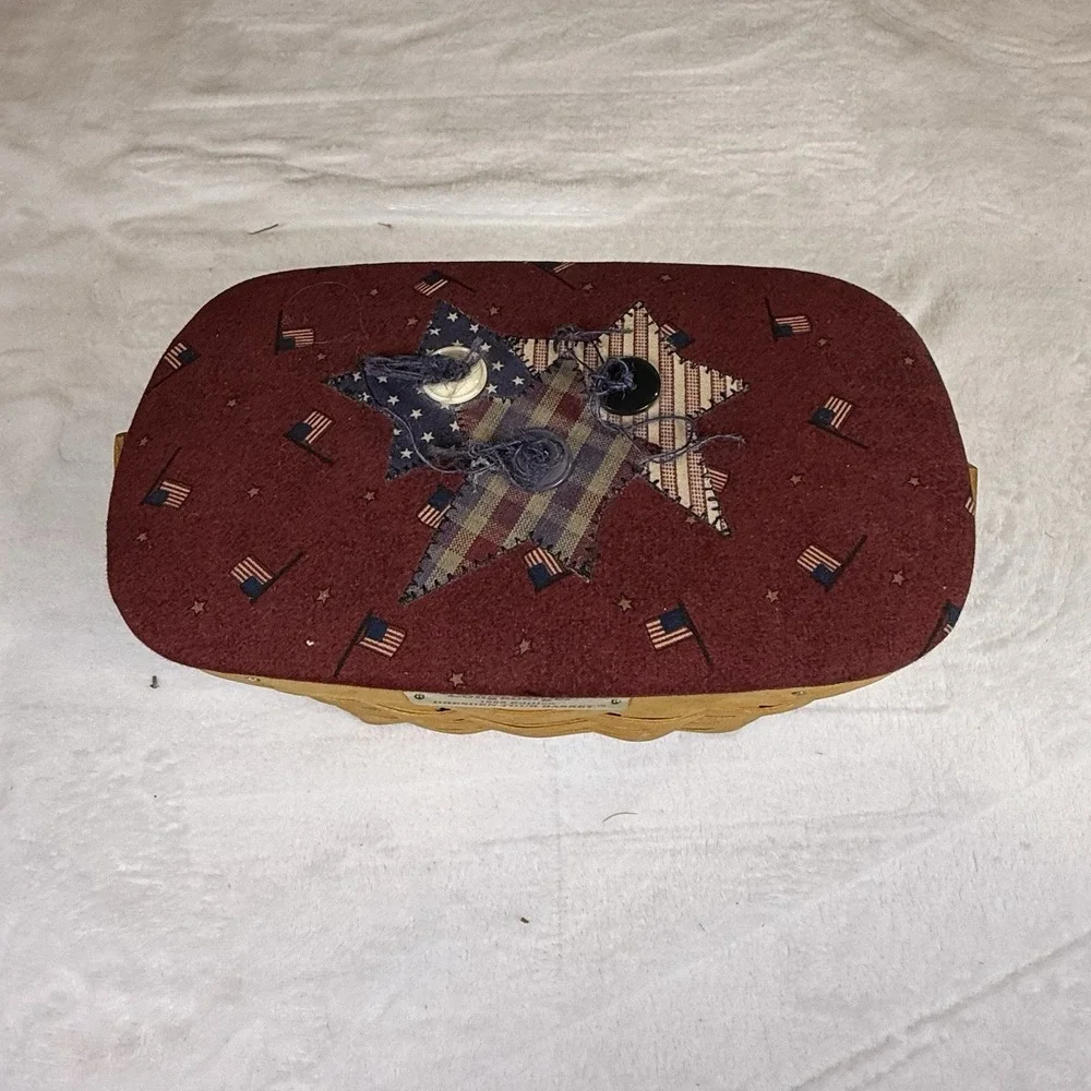 Longaberger 1996 Dresden Tour Basket Signed Patriotic Lid Protector USA